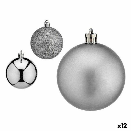 Set de Bolas de Navidad Plateado Plástico Ø 6 cm (12 Unidades) de Krist+, Navidad - Ref: S3627642, Precio: 18,89 €, Descuento: %