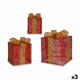 Conjunto de Decorações de Natal Metal Caixa de Oferta Vermelho Dourado (3 Unidades) de Krist+, Natal - Ref: S3627672, Preço: ...