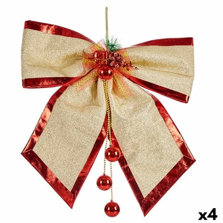 Lien Décorations de Noël Rouge Doré Plastique 53 x 50 x 9 cm (4 Unités) | Tienda24 - Global Online Shop Tienda24.eu