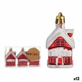 Conjunto de Decorações de Natal Casa Branco Vermelho Dourado Plástico 2,5 x 7 x 4 cm (12 Unidades) de Krist+, Natal - Ref: S3...