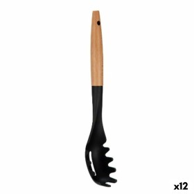 Cuillère de service pour les pâtes Noir Naturel Bois 6 x 33,5 x 6 cm (12 Unités) de Kinvara, Pinces et cuillères de service -...