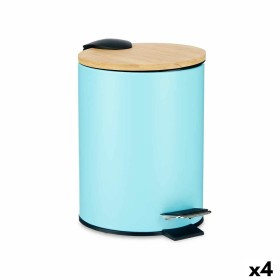 Papelera Azul Metal Bambú 3 L (4 Unidades) de Berilo, Papeleras - Ref: S3628048, Precio: 30,35 €, Descuento: %