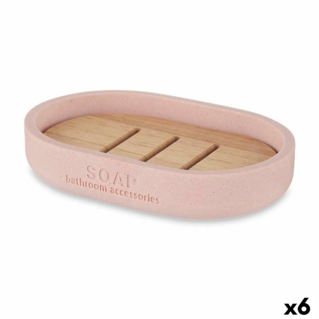 Soap dish Pink Resin Bamboo 12,5 x 2,5 x 8,5 cm (6 Units) | Tienda24 - Global Online Shop Tienda24.eu