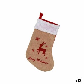 Christmas bauble Christmas Stocking Reindeer Brown 25 x 1,5 x 40 cm (12 Units) by Krist+, Christmas - Ref: S3628287, Price: 1...