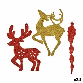 Conjunto de Decorações de Natal Vermelho Dourado Plástico 14,5 x 14,5 x 2 cm (24 Unidades) de Krist+, Natal - Ref: S3628348, ...