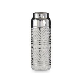 Vase Silver Ceramic Stripes 10,5 x 30 x 10,5 cm Cylindrical by Gift Decor, Vases - Ref: S3628396, Price: 7,74 €, Discount: %