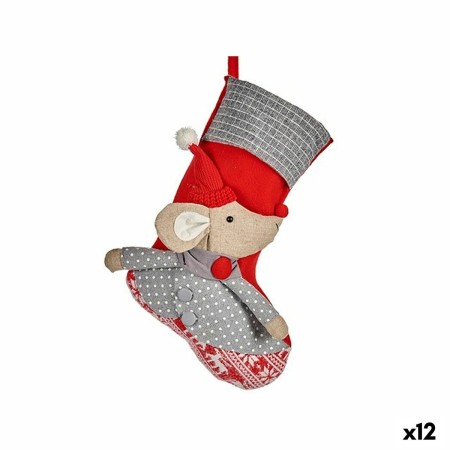 Adorno Navideño Calcetín de Navidad Ratón Rojo 33 x 4 x 50 cm (12 Unidades) de Krist+, Navidad - Ref: S3628463, Precio: 108,4...