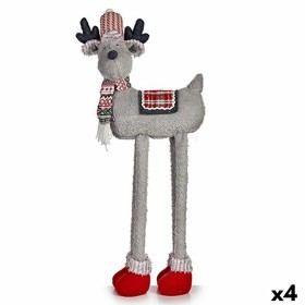 Decorative Figure Christmas Reindeer Red Grey 23 x 55 x 49 cm (4 Units) by Krist+, Christmas - Ref: S3628465, Price: 149,27 €...