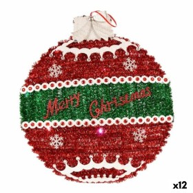 Weihnachtsschmuck Halsband Weihnachtsbaumkugel Lametta LED Leicht Weiß Rot Polypropylen PET 40 x 5,5 x 40 cm (12 Stück) von K...