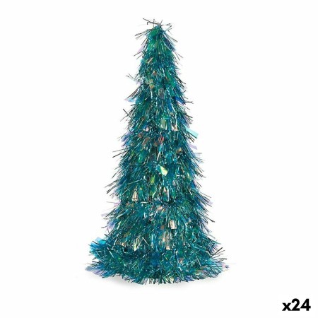 Decorative Figure Christmas Tree Tinsel Blue polypropylene PET 24 x 46 x 24 cm (24 Units) by Krist+, Christmas - Ref: S362849...