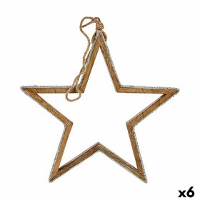 Adorno Navideño Estrella Plateado Yute Madera 31 x 5,5 x 60 cm (6 Unidades) de Krist+, Navidad - Ref: S3628498, Precio: 67,72...