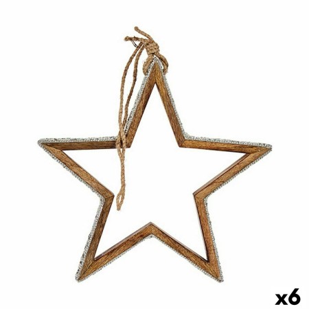 Adorno Navideño Estrella Plateado Yute Madera 28,5 x 6 x 56 cm (6 Unidades) de Krist+, Navidad - Ref: S3628499, Precio: 61,46...