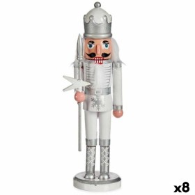 Decorative Figure Nutcracker White Silver Plastic 12,5 x 40 x 9 cm (8 Units) by Krist+, Christmas - Ref: S3628527, Price: 81,...