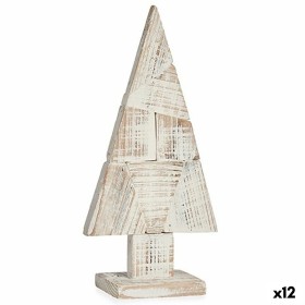 Decorative Figure Christmas Tree White Natural Wood 9 x 41,5 x 20 cm (12 Units) by Krist+, Christmas - Ref: S3628577, Price: ...