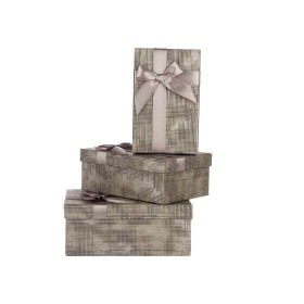 Juego de Cajas Decorativas Antracita Cartón Rayas Lazo 3 Piezas de Pincello, Cajas - Ref: S3628763, Precio: 7,74 €, Descuento: %