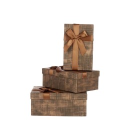 Jogo de Caixas Decorativas Castanho Preto Cartão Riscas Laço 3 Peças de Pincello, Caixas - Ref: S3628765, Preço: 7,74 €, Desc...