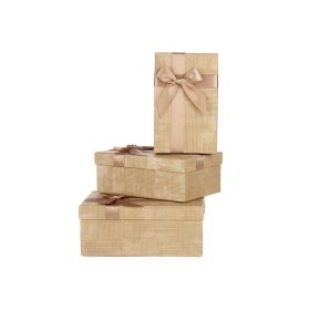 Juego de Cajas Decorativas Beige Cartón Rayas Lazo 3 Piezas de Pincello, Cajas - Ref: S3628767, Precio: 7,74 €, Descuento: %