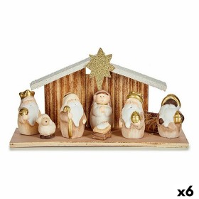 Christmas nativity set White Brown Golden Wood Ceramic 11 x 15,5 x 30 cm (6 Units) by Krist+, Christmas - Ref: S3628823, Pric...