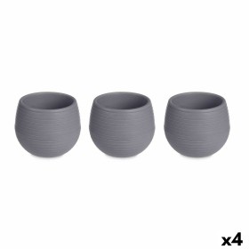 Conjunto de Vasos Antracite Plástico 16,5 x 16,5 x 14,5 cm (4 Unidades) de Ibergarden, Vasos para flores - Ref: S3628985, Pre...