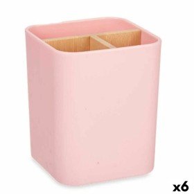 Toothbrush Holder Pink Bamboo polypropylene 9 x 11 x 9 cm (6 Units) by Berilo, Stands and dispensers - Ref: S3629121, Price: ...