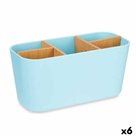 Portaspazzolini da Denti Azzurro Bambù polipropilene 21 x 10 x 9 cm (6 Unità) di Berilo, Supporti e distributori - Rif: S3629...