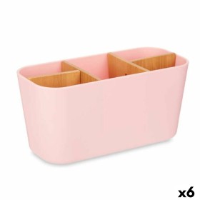 Suporte para a escova de Dentes Cor de Rosa Bambu Polipropileno 21 x 10 x 9 cm (6 Unidades) de Berilo, Suportes e dispensador...