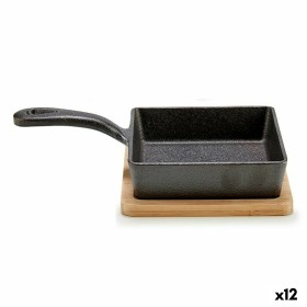 Casseruola per Servire le Tapas Padella Marrone Grigio Bambù Ferro battuto 23,7 x 6,3 x 14 cm (12 Unità) di Kinvara, Piatti e...