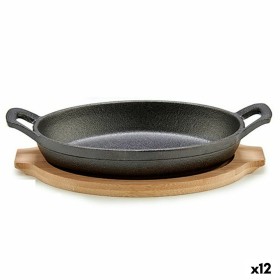 Casserole Dish for Serving Tapas Brown Grey Bamboo Forged steel 22,5 x 4,5 x 12,5 cm (12 Units) by Kinvara, Plates and dishes...