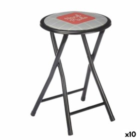 Tabouret Pliant Hand Made Marron Noir Gris PVC Métal 30 x 30 x 45 cm (10 Unités) de Gift Decor, Tabourets - Réf : S3629220, P...