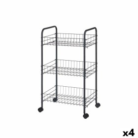 Vegetable trolley Black Metal Plastic 37 x 27 x 63 cm (4 Units) by Kinvara, Shelves and supports - Ref: S3629342, Price: 43,8...