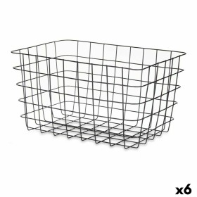 Multi-purpose basket Black Metal 38,5 x 20,5 x 28 cm Rectangular (6 Units) by Kinvara, Shelves and supports - Ref: S3629410, ...