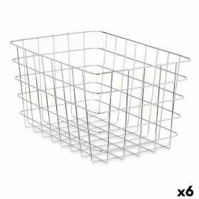 Multi-purpose basket Silver Metal 38 x 21 x 26 cm Rectangular (6 Units) by Kinvara, Shelves and supports - Ref: S3629416, Pri...