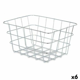 Cestino Multiuso Argentato Metallo 24 x 12,5 x 18,5 cm Rettangolare (6 Unità) di Kinvara, Ripiani e supporti - Rif: S3629420,...