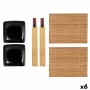 Sushi Set Black Ceramic Bamboo (6 Units) by Kinvara, Plates and dishes - Ref: S3629541, Price: 32,67 €, Discount: %