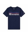 Camisola de Manga Curta Criança Champion Crewneck Azul | Tienda24 Tienda24.eu