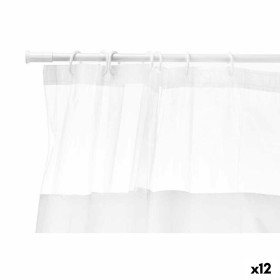 Shower Curtain 180 x 180 cm Transparent White Plastic PEVA (12 Units) by Berilo, Shower curtains, hooks and casings - Ref: S3...