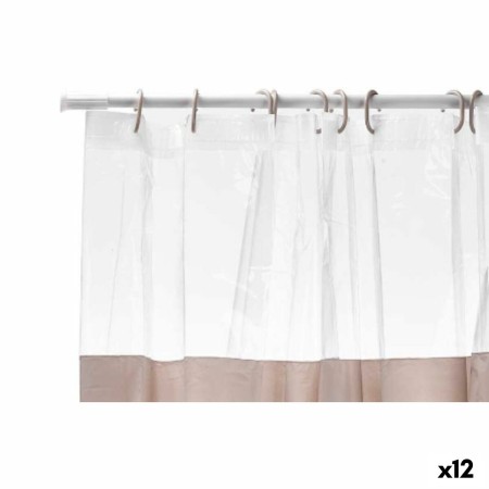 Rideau de Douche Transparent 180 x 180 cm Beige Plastique PEVA (12 Unités) de Berilo, Rideaux, crochets et revêtements de dou...