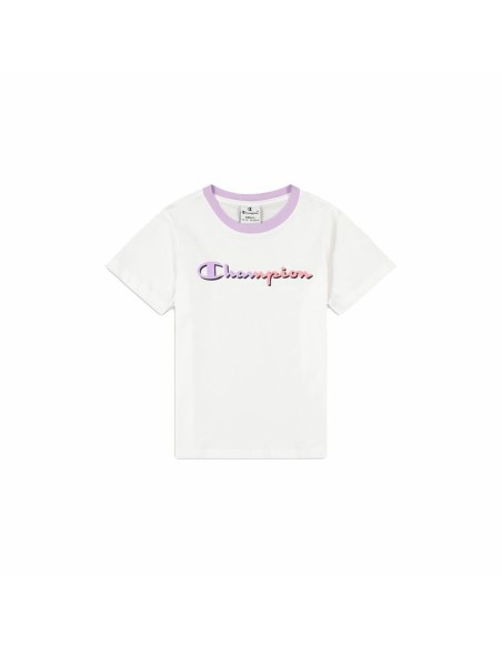 Camisola de Manga Curta Infantil Champion Crewneck Branco | Tienda24 Tienda24.eu