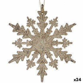 Décorations de Noël Flocons de neige champagne Plastique Paillettes 15 x 15 x 0,2 cm (24 Unités) de Krist+, Noël - Réf : S363...