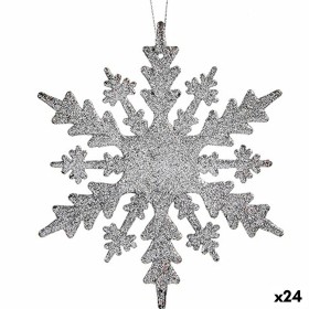 Christmas bauble Snowflakes Silver Plastic Glitter 15 x 15 x 0,2 cm (24 Units) by Krist+, Christmas - Ref: S3630053, Price: 3...