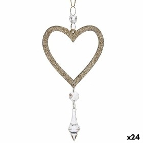 Christmas bauble Heart champagne Plastic Glitter 9 x 16 x 2 cm (24 Units) by Krist+, Christmas - Ref: S3630055, Price: 27,70 ...