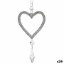 Christmas bauble Heart Silver Plastic Glitter 9 x 16 x 2 cm (24 Units) by Krist+, Christmas - Ref: S3630056, Price: 19,42 €, ...