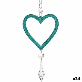 Christmas bauble Heart Green Plastic Glitter 9 x 16 x 2 cm (24 Units) by Krist+, Christmas - Ref: S3630057, Price: 27,70 €, D...