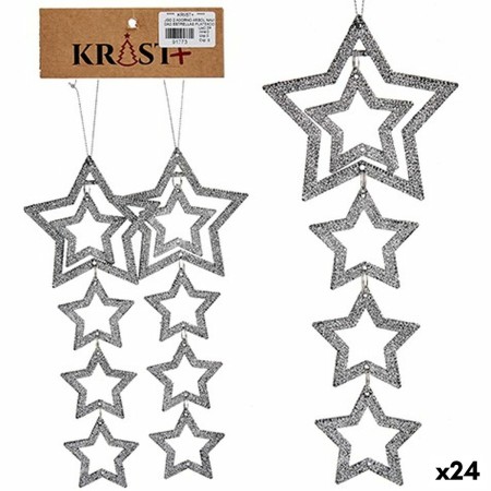 Conjunto de Decorações de Natal Prateado Plástico Purpurina Estrela 19 x 0,2 x 23 cm (24 Unidades) | Tienda24 - Global Online Shop Tienda24.eu