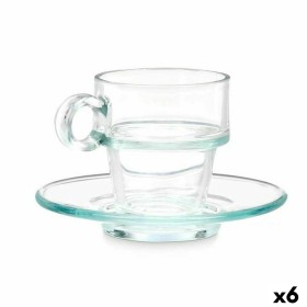 Cup with Plate Transparent Glass 90 ml (6 Units) by Vivalto, Cups - Ref: S3630104, Price: 7,61 €, Discount: %