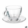 Taza con Plato Transparente Vidrio 170 ml (6 Unidades) de Vivalto, Tazas - Ref: S3630105, Precio: 10,51 €, Descuento: %