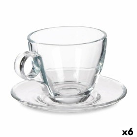 Cup with Plate Transparent Glass 170 ml (6 Units) by Vivalto, Cups - Ref: S3630105, Price: 6,32 €, Discount: %