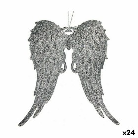 Christmas bauble Angel Wings Silver Plastic Glitter 13 x 14,5 x 2,5 cm (24 Units) by Krist+, Christmas - Ref: S3630166, Price...