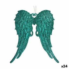 Christmas bauble Angel Wings Green Plastic Glitter 13 x 14,5 x 2,5 cm (24 Units) by Krist+, Christmas - Ref: S3630167, Price:...