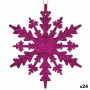 Adorno Navideño Copos de nieve Fucsia Plástico Purpurina 15 x 15 x 0,2 cm (24 Unidades) de Krist+, Navidad - Ref: S3630168, P...